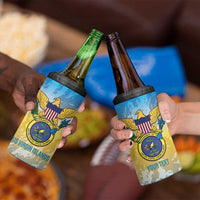 Personalized US Virgin Islands 4 in 1 Can Cooler Tumbler Coat Of Arms Grunge Style