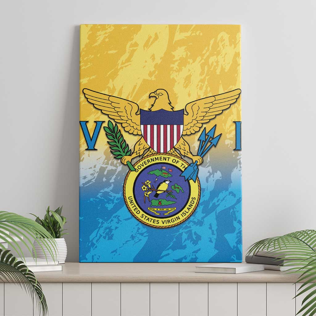 US Virgin Islands Canvas Wall Art Coat Of Arms Grunge Style
