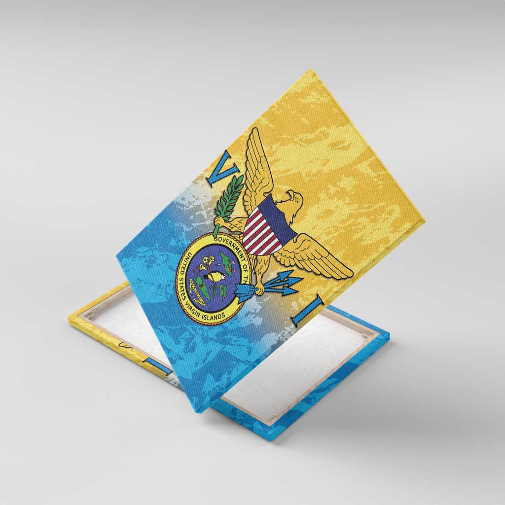 US Virgin Islands Canvas Wall Art Coat Of Arms Grunge Style