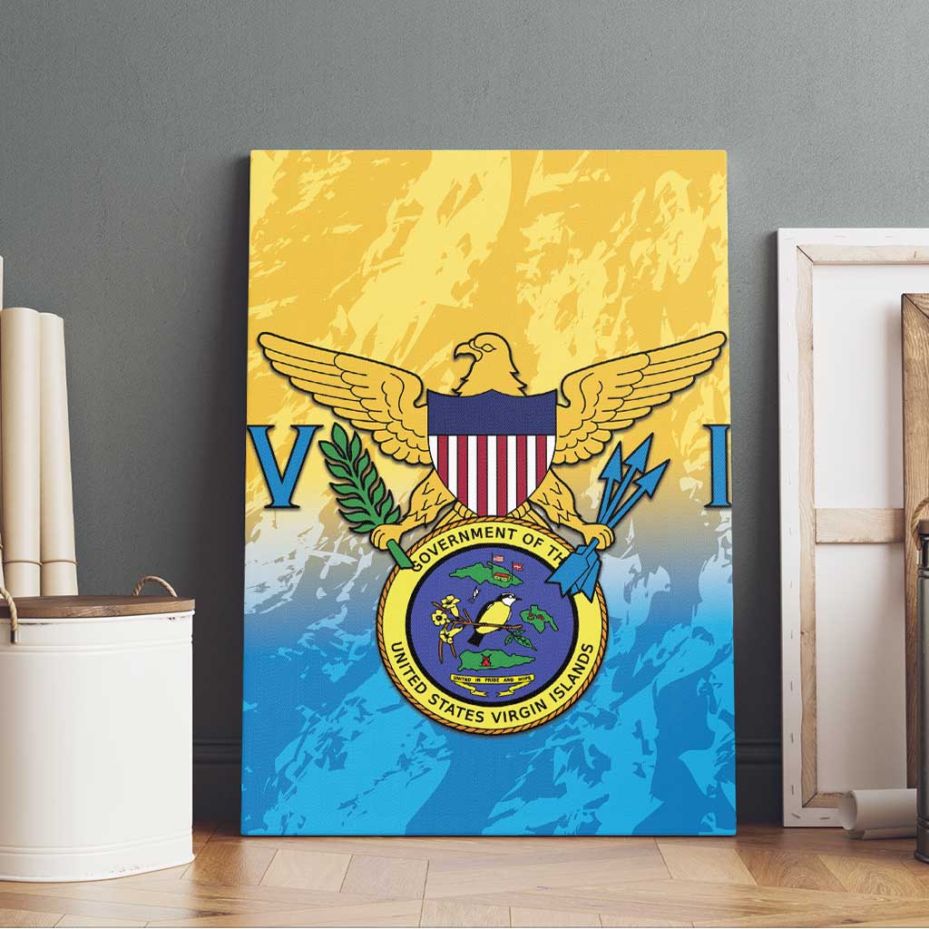 US Virgin Islands Canvas Wall Art Coat Of Arms Grunge Style