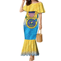 US Virgin Islands Family Matching Mermaid Dress and Hawaiian Shirt Coat Of Arms Grunge Style