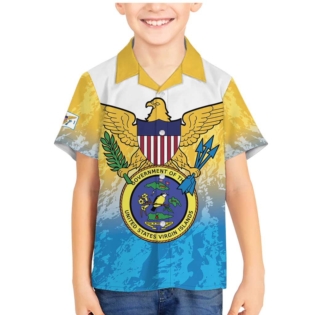 US Virgin Islands Family Matching Mermaid Dress and Hawaiian Shirt Coat Of Arms Grunge Style