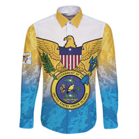 US Virgin Islands Family Matching Off The Shoulder Long Sleeve Dress and Hawaiian Shirt Coat Of Arms Grunge Style