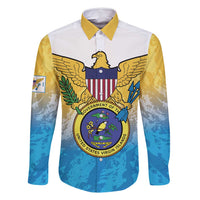 US Virgin Islands Family Matching Off Shoulder Maxi Dress and Hawaiian Shirt Coat Of Arms Grunge Style