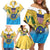 US Virgin Islands Family Matching Off Shoulder Short Dress and Hawaiian Shirt Coat Of Arms Grunge Style