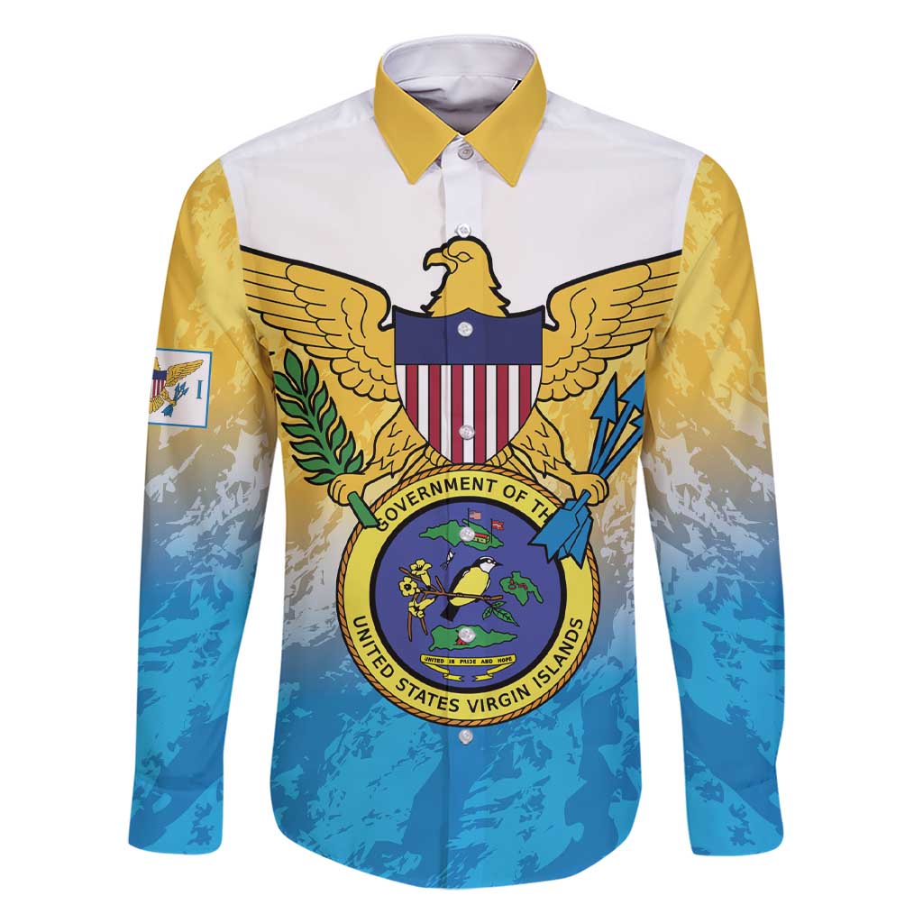 US Virgin Islands Family Matching Short Sleeve Bodycon Dress and Hawaiian Shirt Coat Of Arms Grunge Style