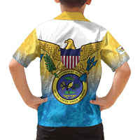 US Virgin Islands Family Matching Tank Maxi Dress and Hawaiian Shirt Coat Of Arms Grunge Style