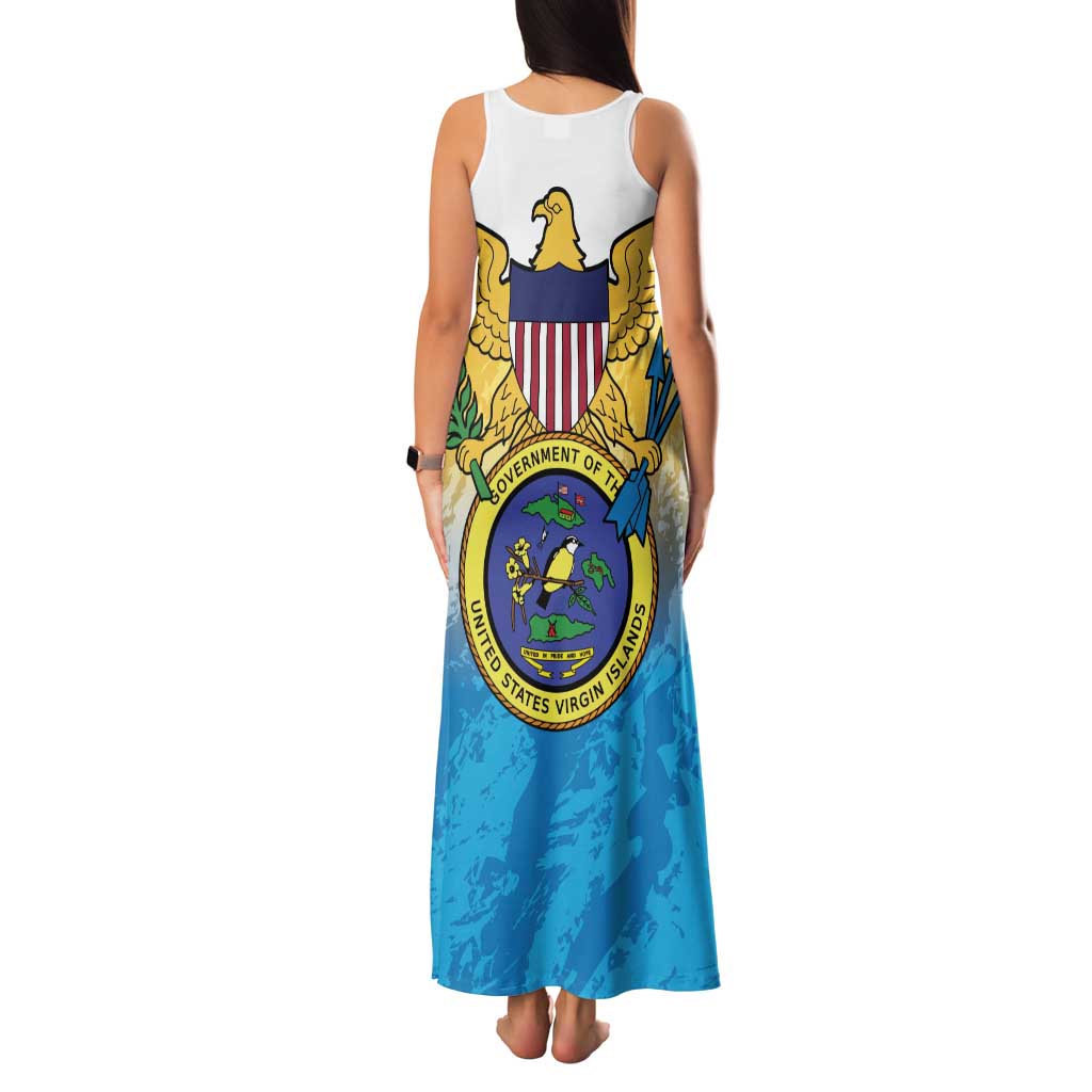 US Virgin Islands Family Matching Tank Maxi Dress and Hawaiian Shirt Coat Of Arms Grunge Style