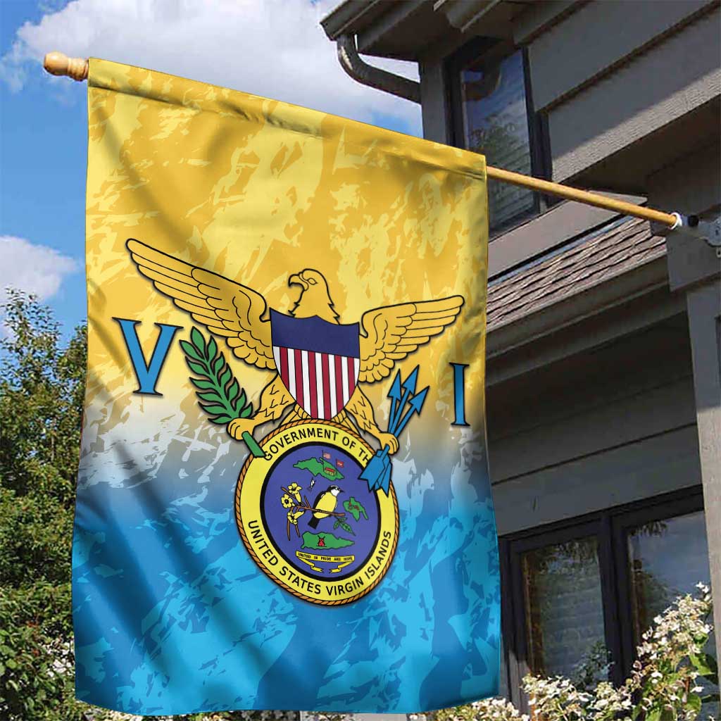 US Virgin Islands Garden Flag Coat Of Arms Grunge Style