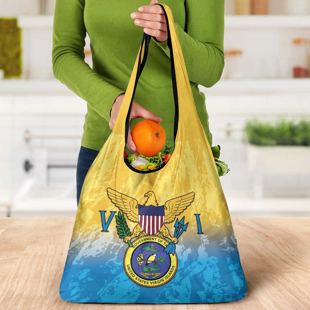 US Virgin Islands Grocery Bag Coat Of Arms Grunge Style