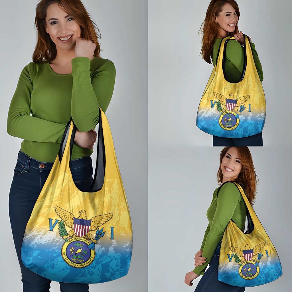 US Virgin Islands Grocery Bag Coat Of Arms Grunge Style