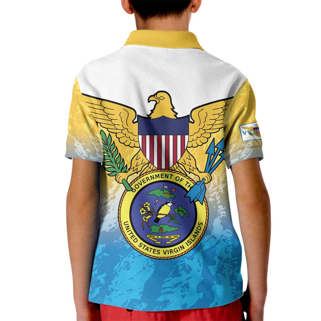 US Virgin Islands Kid Polo Shirt Coat Of Arms Grunge Style