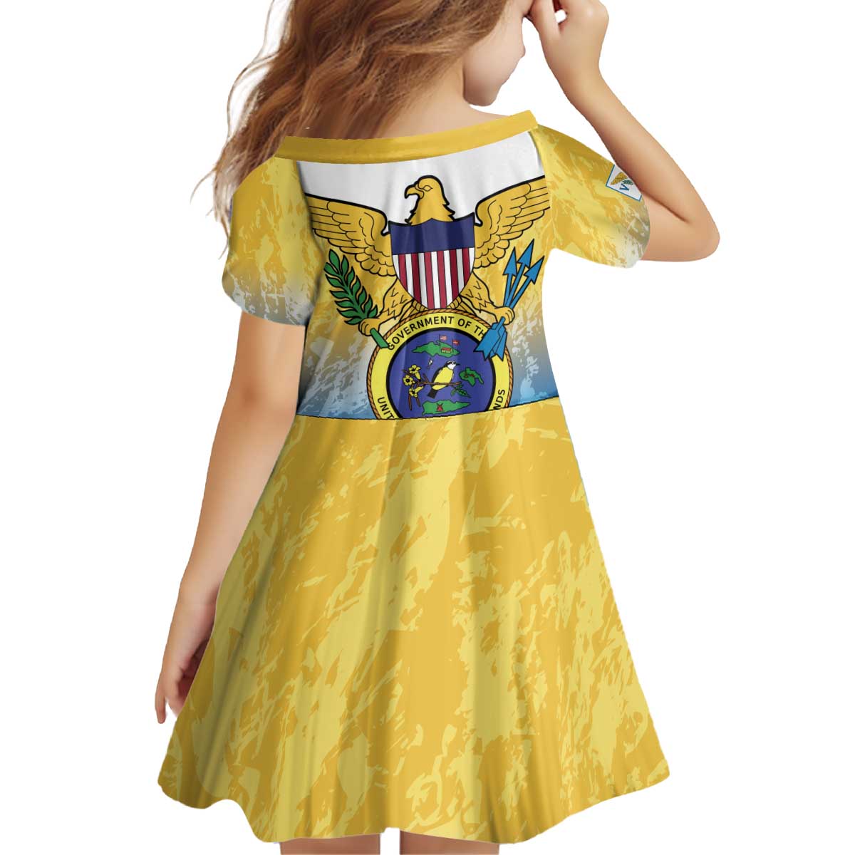 US Virgin Islands Kid Short Sleeve Dress Coat Of Arms Grunge Style