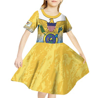 US Virgin Islands Kid Short Sleeve Dress Coat Of Arms Grunge Style
