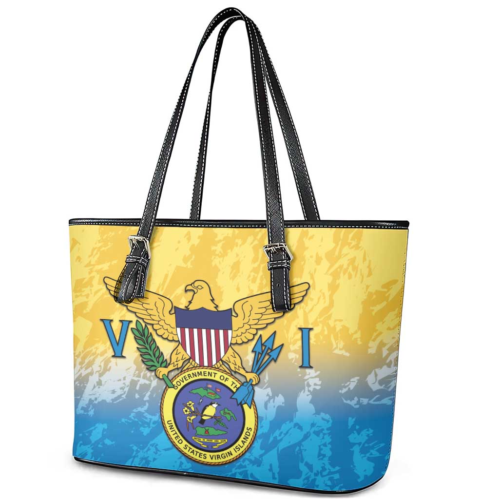US Virgin Islands Leather Tote Bag Coat Of Arms Grunge Style