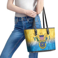 US Virgin Islands Leather Tote Bag Coat Of Arms Grunge Style