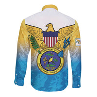 US Virgin Islands Long Sleeve Button Shirt Coat Of Arms Grunge Style