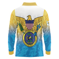 US Virgin Islands Long Sleeve Polo Shirt Coat Of Arms Grunge Style
