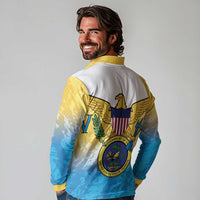 US Virgin Islands Long Sleeve Polo Shirt Coat Of Arms Grunge Style