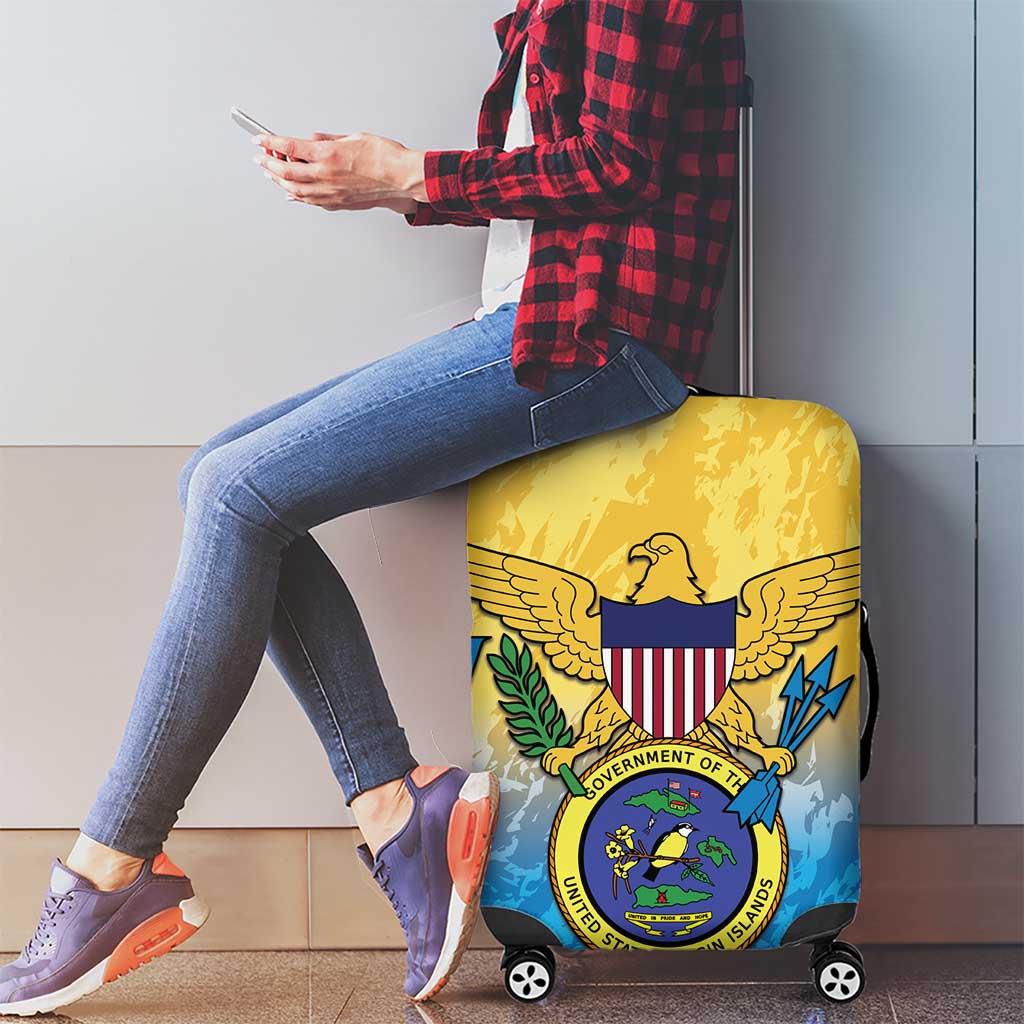 US Virgin Islands Luggage Cover Coat Of Arms Grunge Style