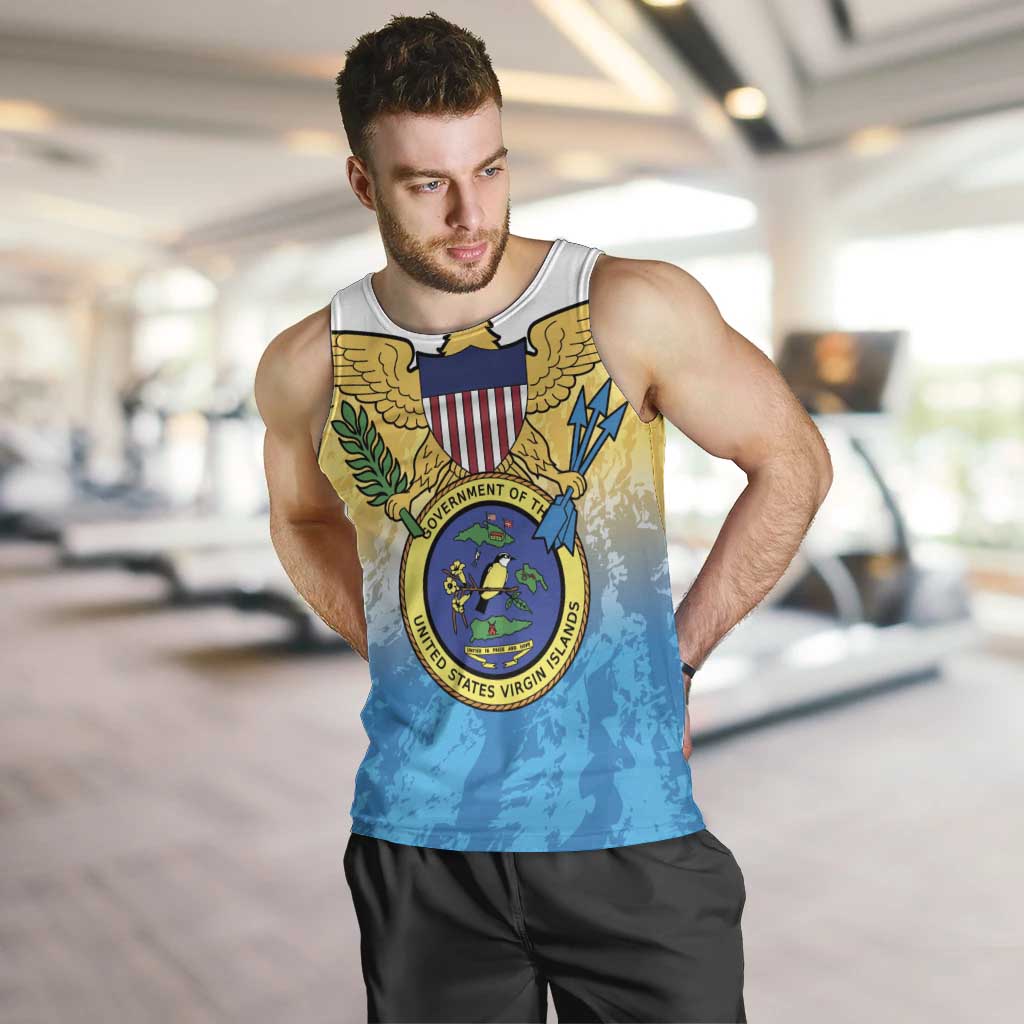 US Virgin Islands Men Tank Top Coat Of Arms Grunge Style