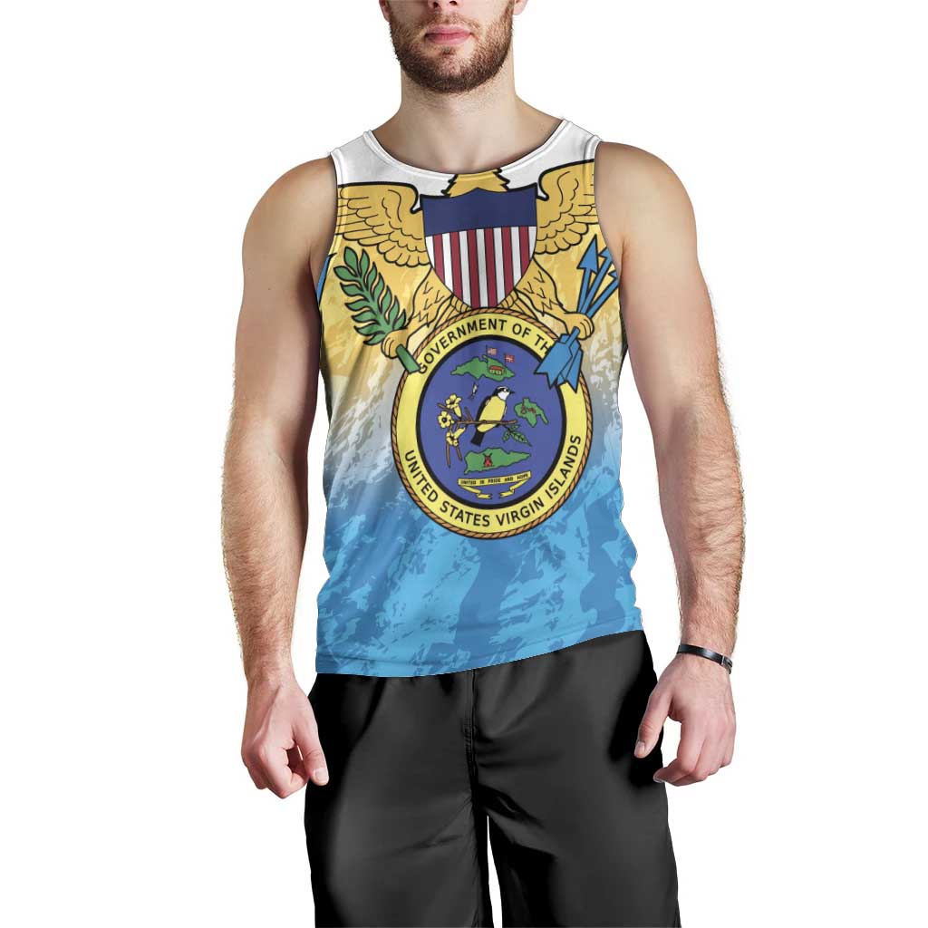 US Virgin Islands Men Tank Top Coat Of Arms Grunge Style
