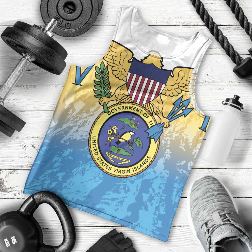 US Virgin Islands Men Tank Top Coat Of Arms Grunge Style