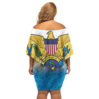 US Virgin Islands Off Shoulder Short Dress Coat Of Arms Grunge Style