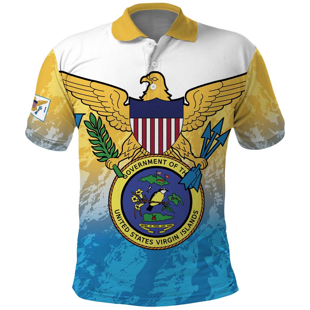 US Virgin Islands Polo Shirt Coat Of Arms Grunge Style