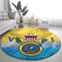 US Virgin Islands Round Carpet Coat Of Arms Grunge Style