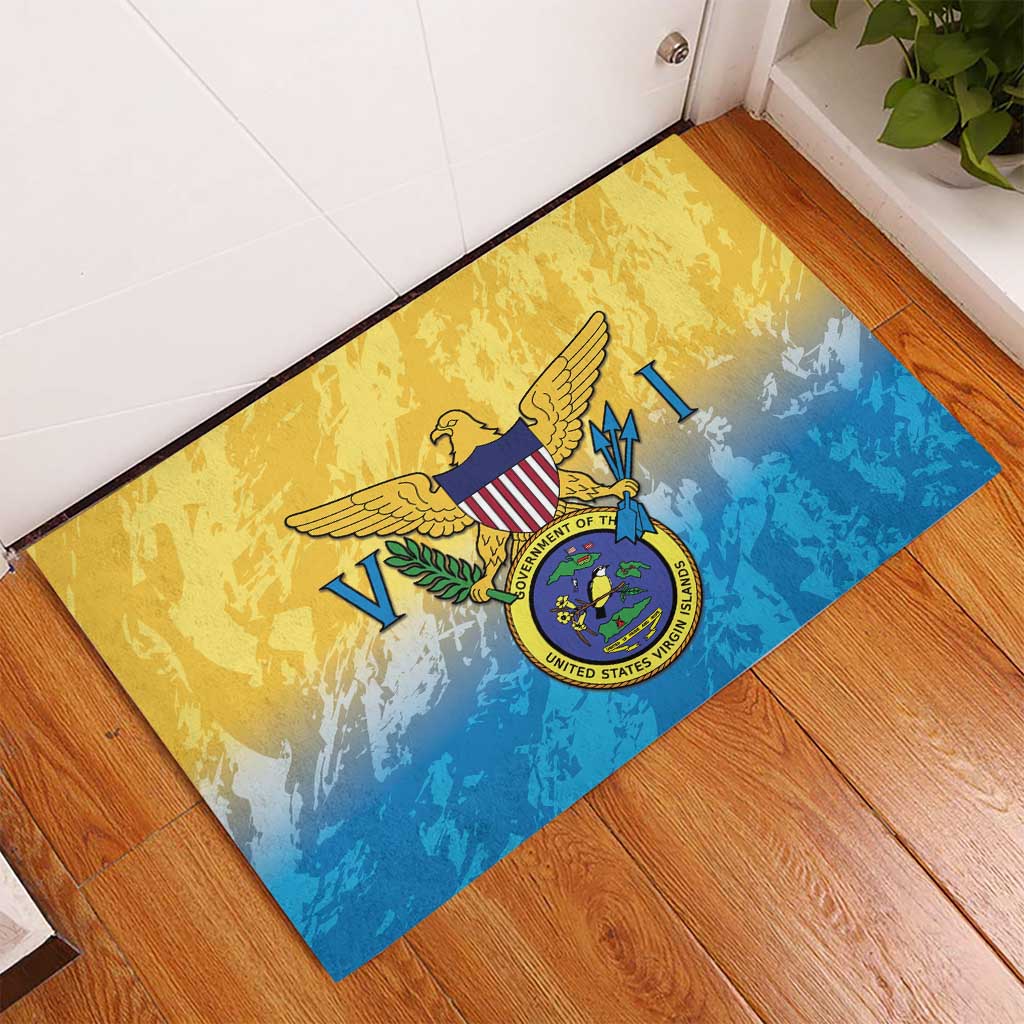 US Virgin Islands Rubber Doormat Coat Of Arms Grunge Style