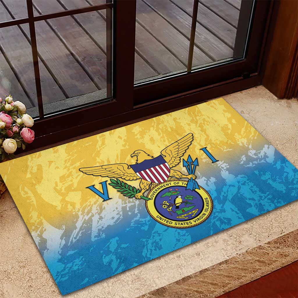 US Virgin Islands Rubber Doormat Coat Of Arms Grunge Style