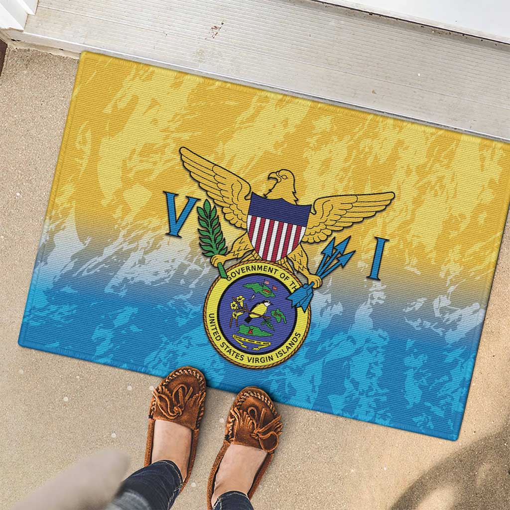 US Virgin Islands Rubber Doormat Coat Of Arms Grunge Style