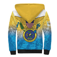 US Virgin Islands Sherpa Hoodie Coat Of Arms Grunge Style