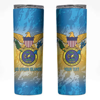 Personalized US Virgin Islands Skinny Tumbler Coat Of Arms Grunge Style