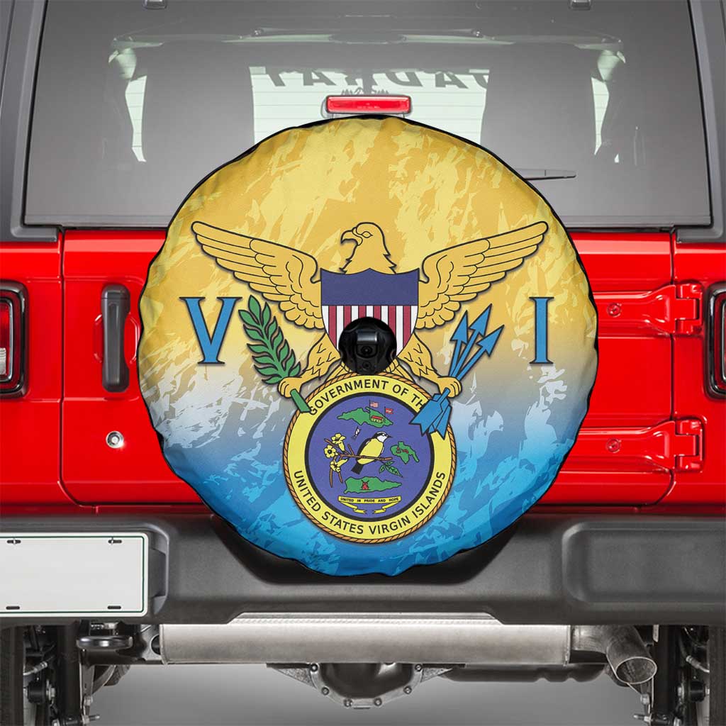 US Virgin Islands Spare Tire Cover Coat Of Arms Grunge Style