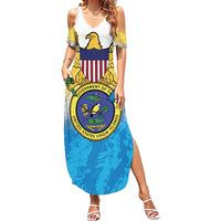 US Virgin Islands Summer Maxi Dress Coat Of Arms Grunge Style