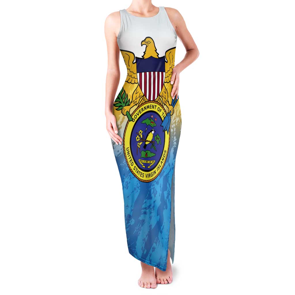 US Virgin Islands Tank Maxi Dress Coat Of Arms Grunge Style