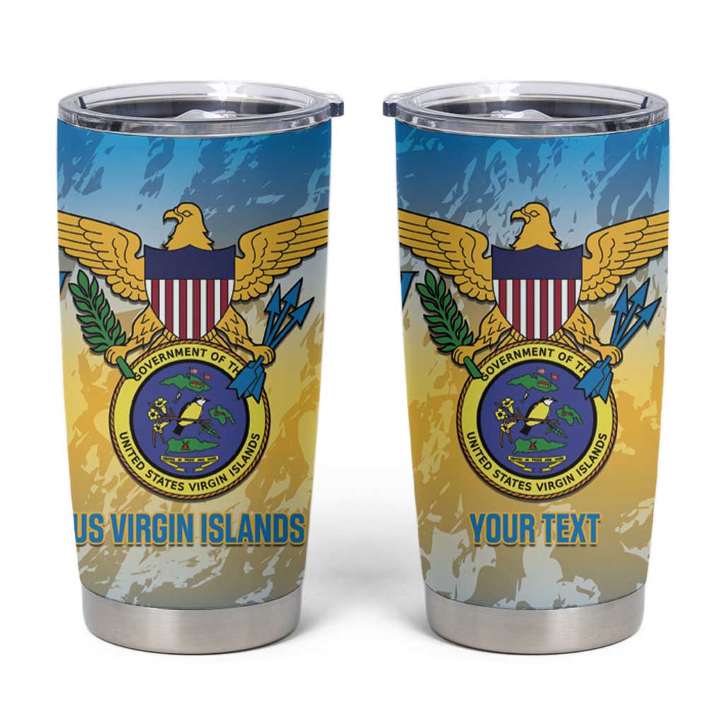 Personalized US Virgin Islands Tumbler Cup Coat Of Arms Grunge Style