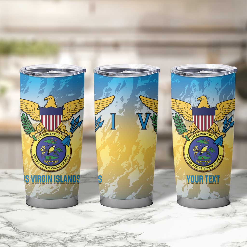 Personalized US Virgin Islands Tumbler Cup Coat Of Arms Grunge Style