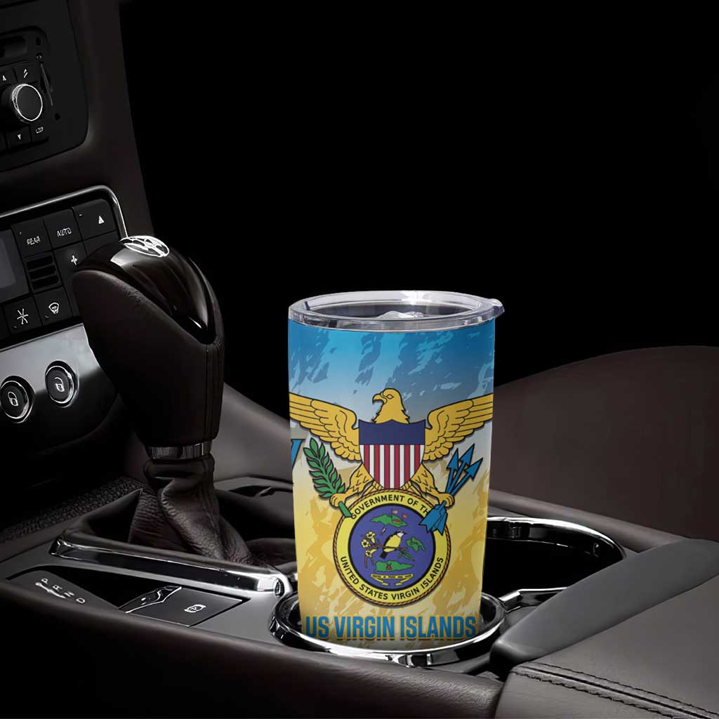 Personalized US Virgin Islands Tumbler Cup Coat Of Arms Grunge Style