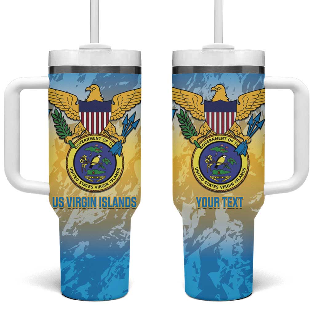 Personalized US Virgin Islands Tumbler With Handle Coat Of Arms Grunge Style