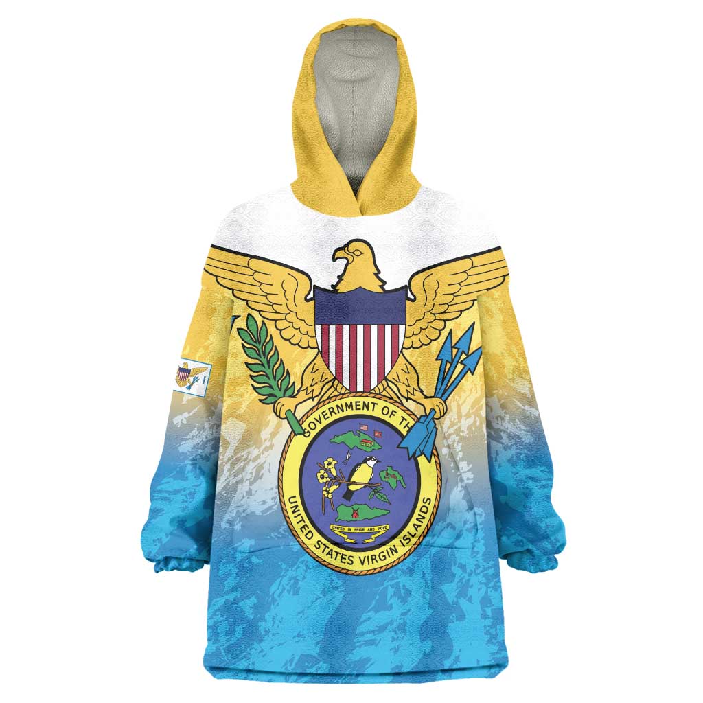 US Virgin Islands Wearable Blanket Hoodie Coat Of Arms Grunge Style