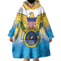 US Virgin Islands Wearable Blanket Hoodie Coat Of Arms Grunge Style