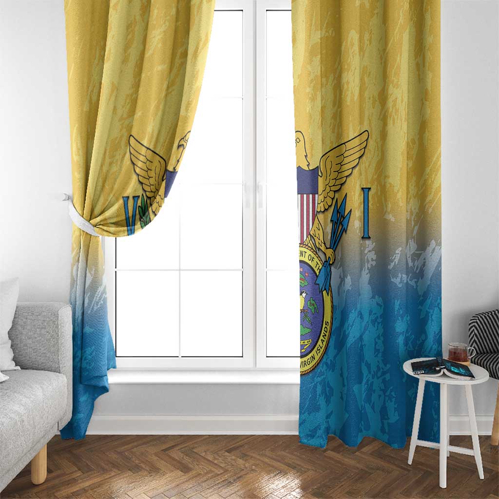 US Virgin Islands Window Curtain Coat Of Arms Grunge Style