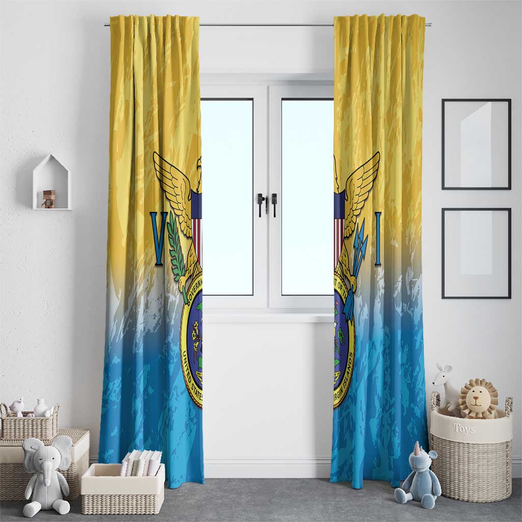 US Virgin Islands Window Curtain Coat Of Arms Grunge Style