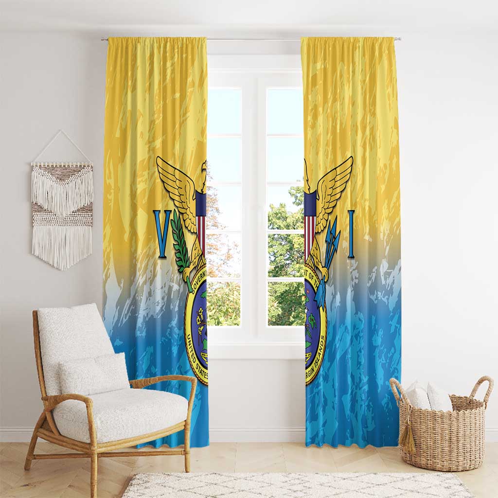 US Virgin Islands Window Curtain Coat Of Arms Grunge Style