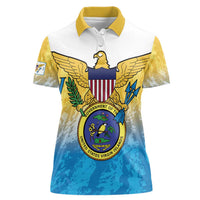 US Virgin Islands Women Polo Shirt Coat Of Arms Grunge Style