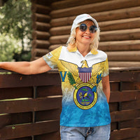US Virgin Islands Women Polo Shirt Coat Of Arms Grunge Style