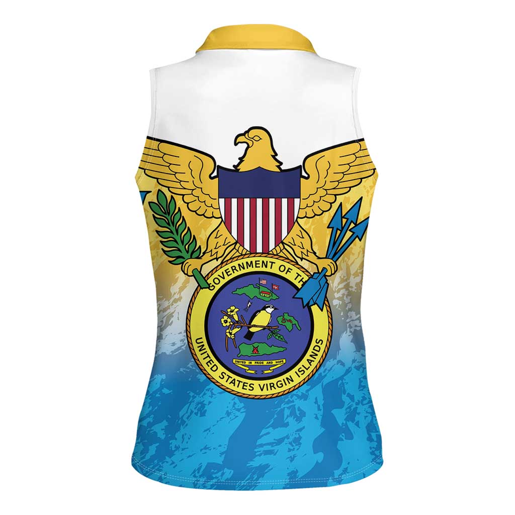US Virgin Islands Women Sleeveless Polo Shirt Coat Of Arms Grunge Style